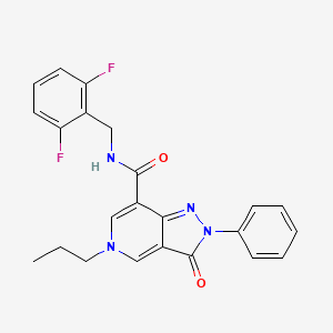 molecular formula C23H20F2N4O2 B2829381 N-(2,6-difluorobenzyl)-3-oxo-2-phenyl-5-propyl-3,5-dihydro-2H-pyrazolo[4,3-c]pyridine-7-carboxamide CAS No. 921881-86-9