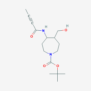 molecular formula C16H26N2O4 B2829382 Tert-butyl 4-(but-2-ynoylamino)-5-(hydroxymethyl)azepane-1-carboxylate CAS No. 2411259-83-9