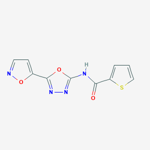 molecular formula C10H6N4O3S B2829391 N-(5-(isoxazol-5-yl)-1,3,4-oxadiazol-2-yl)thiophene-2-carboxamide CAS No. 946312-54-5