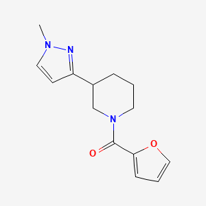 molecular formula C14H17N3O2 B2829396 furan-2-yl(3-(1-methyl-1H-pyrazol-3-yl)piperidin-1-yl)methanone CAS No. 2034377-27-8