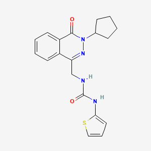molecular formula C19H20N4O2S B2829399 1-((3-环戊基-4-氧代-3,4-二氢喹唑-1-基)甲基)-3-(噻吩-2-基)脲 CAS No. 1448046-43-2