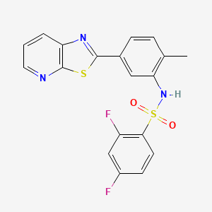 molecular formula C19H13F2N3O2S2 B2829404 2,4-二氟-N-(2-甲基-5-(噻唑并[5,4-b]吡啶-2-基)苯基)苯磺酰胺 CAS No. 912625-70-8