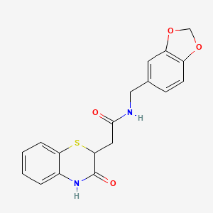 molecular formula C18H16N2O4S B2829409 N-(1,3-benzodioxol-5-ylmethyl)-2-(3-oxo-4H-1,4-benzothiazin-2-yl)acetamide CAS No. 838893-21-3
