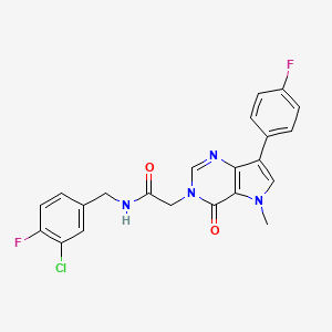 molecular formula C22H17ClF2N4O2 B2829410 N-(3-chloro-4-fluorobenzyl)-2-(7-(4-fluorophenyl)-5-methyl-4-oxo-4,5-dihydro-3H-pyrrolo[3,2-d]pyrimidin-3-yl)acetamide CAS No. 1251589-24-8