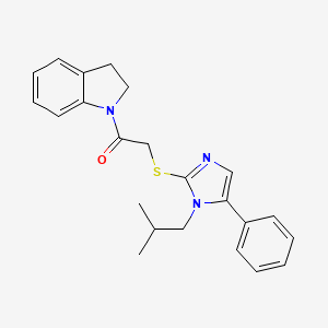 molecular formula C23H25N3OS B2829413 1-(indolin-1-yl)-2-((1-isobutyl-5-phenyl-1H-imidazol-2-yl)thio)ethanone CAS No. 1207011-88-8