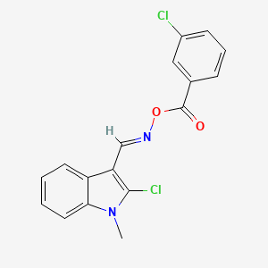 molecular formula C17H12Cl2N2O2 B2829433 2-chloro-3-({[(3-chlorobenzoyl)oxy]imino}methyl)-1-methyl-1H-indole CAS No. 477887-40-4