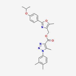 molecular formula C26H28N4O4 B2829441 (2-(4-isopropoxyphenyl)-5-methyloxazol-4-yl)methyl 1-(3,4-dimethylphenyl)-5-methyl-1H-1,2,3-triazole-4-carboxylate CAS No. 946329-62-0