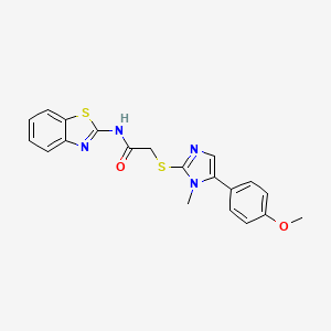 molecular formula C20H18N4O2S2 B2829442 N-(benzo[d]thiazol-2-yl)-2-((5-(4-methoxyphenyl)-1-methyl-1H-imidazol-2-yl)thio)acetamide CAS No. 942005-75-6