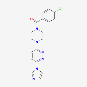 molecular formula C18H17ClN6O B2829443 (4-(6-(1H-咪唑-1-基)吡啶并[3-yl]嘧啶-3-基)哌嗪-1-基)(4-氯苯基)甲酮 CAS No. 1704560-51-9