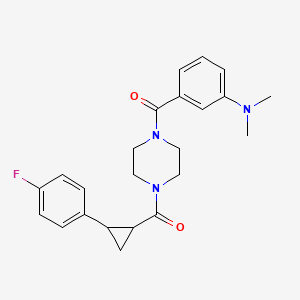 molecular formula C23H26FN3O2 B2829444 (4-(3-(Dimethylamino)benzoyl)piperazin-1-yl)(2-(4-fluorophenyl)cyclopropyl)methanone CAS No. 1210662-14-8