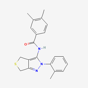 molecular formula C21H21N3OS B2829449 3,4-dimethyl-N-[2-(2-methylphenyl)-4,6-dihydrothieno[3,4-c]pyrazol-3-yl]benzamide CAS No. 396721-87-2