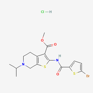 molecular formula C17H20BrClN2O3S2 B2829450 甲基-2-(5-溴噻吩-2-羧酰胺基)-6-异丙基-4,5,6,7-四氢噻吩[2,3-c]吡啶-3-羧酸酯盐酸盐 CAS No. 1215501-91-9