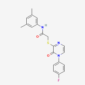molecular formula C20H18FN3O2S B2829451 N-(3,5-dimethylphenyl)-2-((4-(4-fluorophenyl)-3-oxo-3,4-dihydropyrazin-2-yl)thio)acetamide CAS No. 899949-63-4