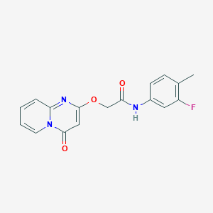 molecular formula C17H14FN3O3 B2829453 N-(3-fluoro-4-methylphenyl)-2-((4-oxo-4H-pyrido[1,2-a]pyrimidin-2-yl)oxy)acetamide CAS No. 1105250-89-2