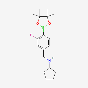 molecular formula C18H27BFNO2 B2829454 4-(N-环戊基氨基甲基)-2-氟苯硼酸, 皮纳科酯 CAS No. 2096337-39-0