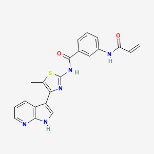 molecular formula C21H17N5O2S B2829464 N-[5-Methyl-4-(1H-pyrrolo[2,3-b]pyridin-3-yl)-1,3-thiazol-2-yl]-3-(prop-2-enoylamino)benzamide CAS No. 2418709-04-1
