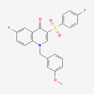molecular formula C23H17F2NO4S B2829465 6-Fluoro-3-(4-fluorophenyl)sulfonyl-1-[(3-methoxyphenyl)methyl]quinolin-4-one CAS No. 866810-34-6