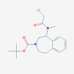 molecular formula C18H25ClN2O3 B2829477 Tert-butyl 5-[(2-chloroacetyl)-methylamino]-1,2,4,5-tetrahydro-3-benzazepine-3-carboxylate CAS No. 2411260-44-9