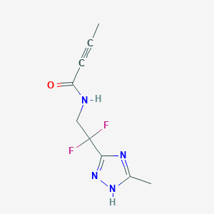 molecular formula C9H10F2N4O B2829478 N-[2,2-Difluoro-2-(5-methyl-1H-1,2,4-triazol-3-yl)ethyl]but-2-ynamide CAS No. 2411311-30-1