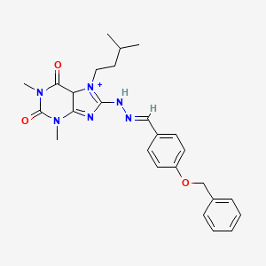 molecular formula C26H30N6O3 B2829481 8-[(E)-2-{[4-(benzyloxy)phenyl]methylidene}hydrazin-1-yl]-1,3-dimethyl-7-(3-methylbutyl)-2,3,6,7-tetrahydro-1H-purine-2,6-dione CAS No. 1799266-80-0