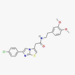 molecular formula C23H22ClN3O3S B2829483 2-(6-(4-chlorophenyl)imidazo[2,1-b]thiazol-3-yl)-N-(3,4-dimethoxyphenethyl)acetamide CAS No. 897457-70-4