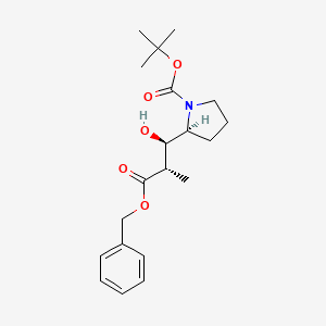 molecular formula C20H29NO5 B2829484 tert-butyl (S)-2-((1R,2S)-3-(benzyloxy)-1-hydroxy-2-methyl-3-oxopropyl)pyrrolidine-1-carboxylate CAS No. 173653-47-9