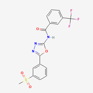 molecular formula C17H12F3N3O4S B2829494 N-[5-(3-methylsulfonylphenyl)-1,3,4-oxadiazol-2-yl]-3-(trifluoromethyl)benzamide CAS No. 886929-13-1