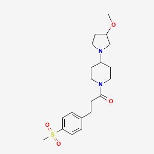 molecular formula C20H30N2O4S B2829495 1-(4-(3-Methoxypyrrolidin-1-yl)piperidin-1-yl)-3-(4-(methylsulfonyl)phenyl)propan-1-one CAS No. 2034610-77-8