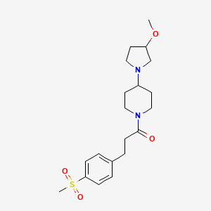 molecular formula C20H30N2O4S B2829495 1-(4-(3-甲氧基吡咯啉-1-基)哌啶-1-基)-3-(4-(甲磺基)苯基)丙酮 CAS No. 2034610-77-8