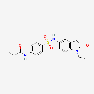 molecular formula C20H23N3O4S B2829501 N-(4-(N-(1-ethyl-2-oxoindolin-5-yl)sulfamoyl)-3-methylphenyl)propionamide CAS No. 921787-01-1