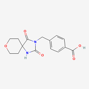 molecular formula C15H16N2O5 B2829509 4-[(2,4-Dioxo-8-oxa-1,3-diazaspiro[4.5]dec-3-yl)methyl]benzoic acid CAS No. 1923140-38-8