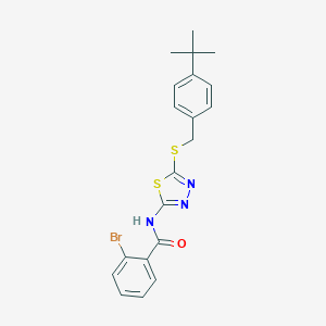 molecular formula C20H20BrN3OS2 B282951 2-bromo-N-{5-[(4-tert-butylbenzyl)sulfanyl]-1,3,4-thiadiazol-2-yl}benzamide 