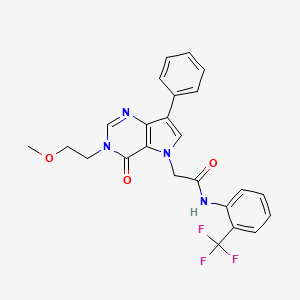 molecular formula C24H21F3N4O3 B2829512 2-[3-(2-methoxyethyl)-4-oxo-7-phenyl-3,4-dihydro-5H-pyrrolo[3,2-d]pyrimidin-5-yl]-N-[2-(trifluoromethyl)phenyl]acetamide CAS No. 1251670-76-4