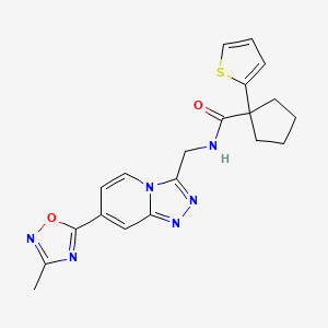 molecular formula C20H20N6O2S B2829516 N-((7-(3-methyl-1,2,4-oxadiazol-5-yl)-[1,2,4]triazolo[4,3-a]pyridin-3-yl)methyl)-1-(thiophen-2-yl)cyclopentanecarboxamide CAS No. 2034530-65-7