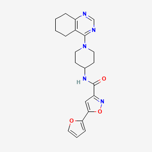 molecular formula C21H23N5O3 B2829517 5-(furan-2-yl)-N-(1-(5,6,7,8-tetrahydroquinazolin-4-yl)piperidin-4-yl)isoxazole-3-carboxamide CAS No. 2034265-12-6