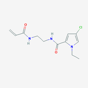 molecular formula C12H16ClN3O2 B2829519 4-Chloro-1-ethyl-N-[2-(prop-2-enoylamino)ethyl]pyrrole-2-carboxamide CAS No. 2361761-39-7