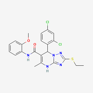 molecular formula C22H21Cl2N5O2S B2829520 7-(2,4-dichlorophenyl)-2-(ethylthio)-N-(2-methoxyphenyl)-5-methyl-4,7-dihydro[1,2,4]triazolo[1,5-a]pyrimidine-6-carboxamide CAS No. 1021209-26-6