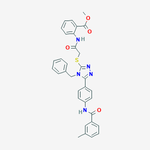 molecular formula C33H29N5O4S B282954 methyl 2-({[(4-benzyl-5-{4-[(3-methylbenzoyl)amino]phenyl}-4H-1,2,4-triazol-3-yl)sulfanyl]acetyl}amino)benzoate 