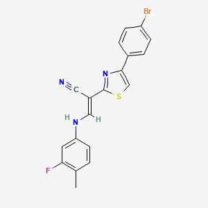 (2E)-2-[4-(4-bromophenyl)-1,3-thiazol-2-yl]-3-[(3-fluoro-4-methylphenyl)amino]prop-2-enenitrile