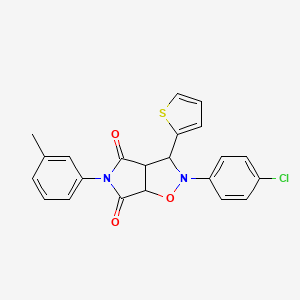 molecular formula C22H17ClN2O3S B2829553 2-(4-氯苯基)-3-(噻吩-2-基)-5-(间甲苯基)二氢-2H-吡咯并[3,4-d]异噁唑-4,6(5H,6aH)-二酮 CAS No. 474255-37-3