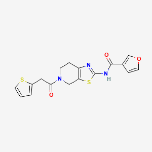 molecular formula C17H15N3O3S2 B2829557 N-(5-(2-(thiophen-2-yl)acetyl)-4,5,6,7-tetrahydrothiazolo[5,4-c]pyridin-2-yl)furan-3-carboxamide CAS No. 1428366-72-6