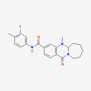 molecular formula C22H24FN3O2 B2829558 N-(3-氟-4-甲基苯基)-5-甲基-12-氧代-5,5a,6,7,8,9,10,12-八氢萘并[2,1-b]喹唑啉-3-甲酰胺 CAS No. 1775395-97-5