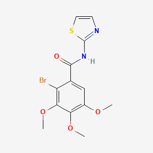 molecular formula C13H13BrN2O4S B2829561 2-bromo-3,4,5-trimethoxy-N-1,3-thiazol-2-ylbenzamide CAS No. 302805-12-5