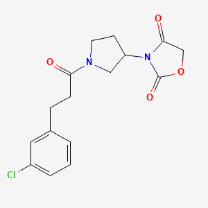 molecular formula C16H17ClN2O4 B2829563 3-(1-(3-(3-Chlorophenyl)propanoyl)pyrrolidin-3-yl)oxazolidine-2,4-dione CAS No. 2034297-53-3