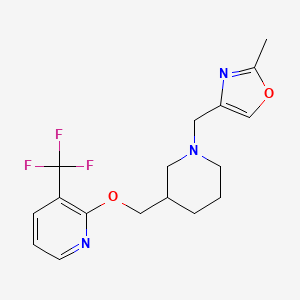 molecular formula C17H20F3N3O2 B2829566 2-Methyl-4-[[3-[[3-(trifluoromethyl)pyridin-2-yl]oxymethyl]piperidin-1-yl]methyl]-1,3-oxazole CAS No. 2379985-86-9
