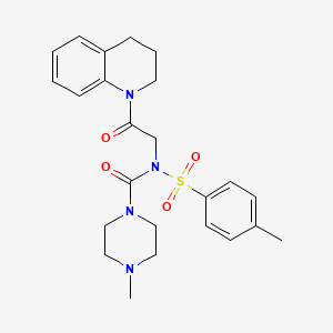 molecular formula C24H30N4O4S B2829572 N-(2-(3,4-dihydroquinolin-1(2H)-yl)-2-oxoethyl)-4-methyl-N-tosylpiperazine-1-carboxamide CAS No. 887196-64-7