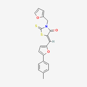 molecular formula C20H15NO3S2 B2829576 (Z)-3-(呋喃-2-基甲基)-2-硫代-5-((5-(对甲苯基)呋喃-2-基)甲亚甲基)噻唑啉-4-酮 CAS No. 875286-33-2