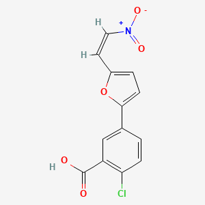 molecular formula C13H8ClNO5 B2829578 2-chloro-5-{5-[(Z)-2-nitroethenyl]furan-2-yl}benzoic acid CAS No. 662160-85-2