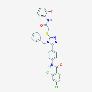 N-{4-[4-benzyl-5-({2-[(2-fluorophenyl)amino]-2-oxoethyl}sulfanyl)-4H-1,2,4-triazol-3-yl]phenyl}-2,4-dichlorobenzamide