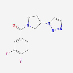 molecular formula C13H12F2N4O B2829594 (3-(1H-1,2,3-三唑-1-基)吡咯烷-1-基)(3,4-二氟苯基)甲酮 CAS No. 1795421-00-9